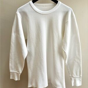 True vintage 70/80s white waffle knit thermal longsleeve shirt S Made in USA